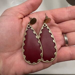 Elegant Gold and Burgundy Teardrop Earrings